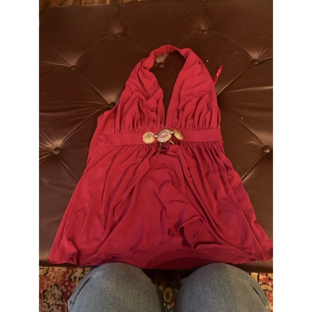 Arden B. Halter Top  Deep Red Magenta Size Medium